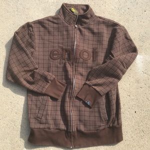 Vintage enjoi plaid logo zip sweatshirt.